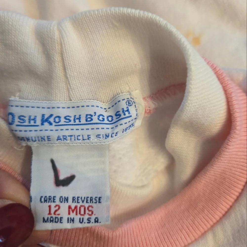 Vintage 1990s OshKosh B'gosh Pastel Pink White Elephant Sweatshirt